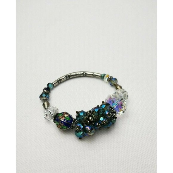 Handmade Vintage Women Bracelet  With Antique Silver & Swarovski Crystals 8" - Picture 7 of 12